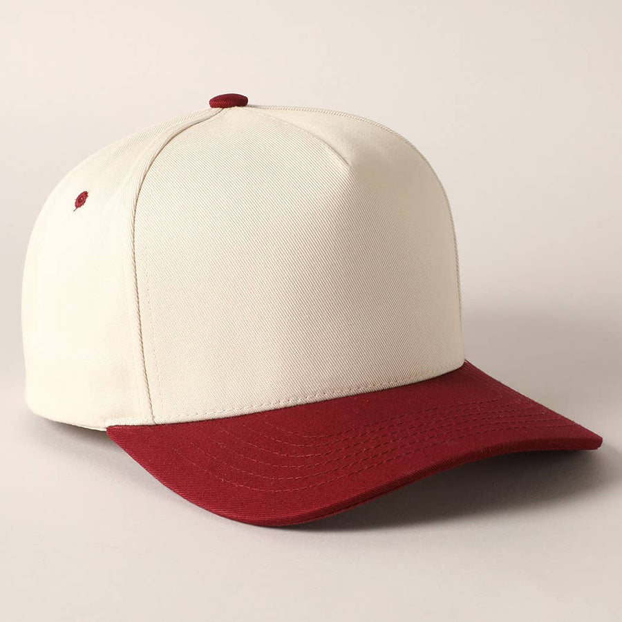 Plain Two Tone Canvas Cotton Baseball Cap : BGD / ONE SIZE