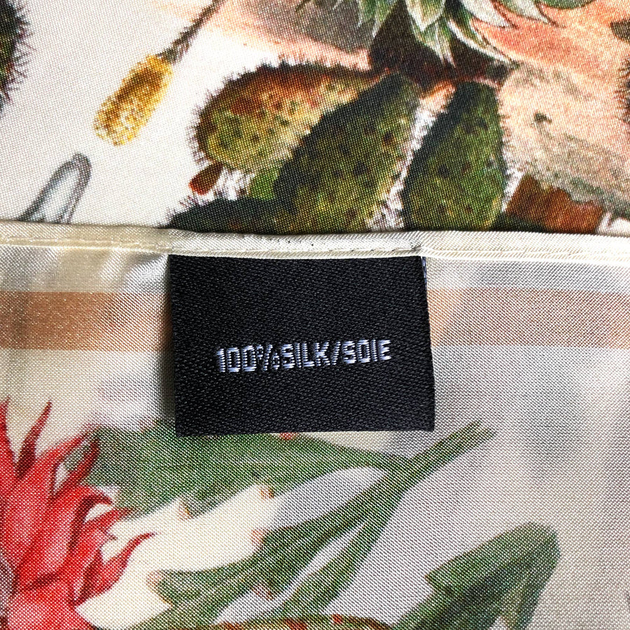 100% Silk Scarf Botanical Cactus Bandana Tapestry: 17