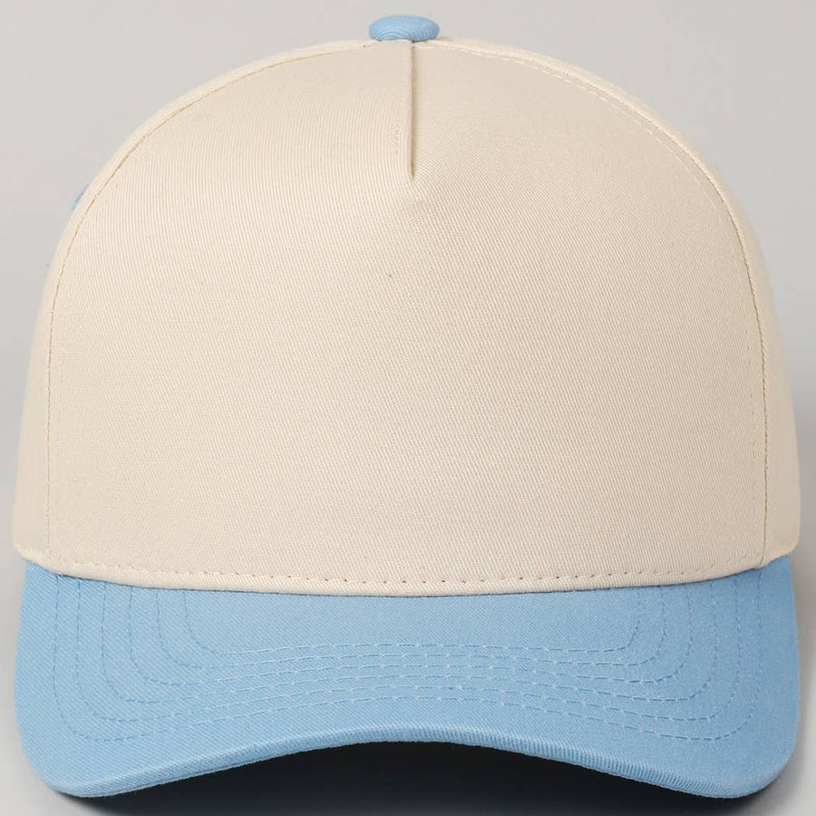 Plain Two Tone Canvas Cotton Baseball Cap : BGD / ONE SIZE