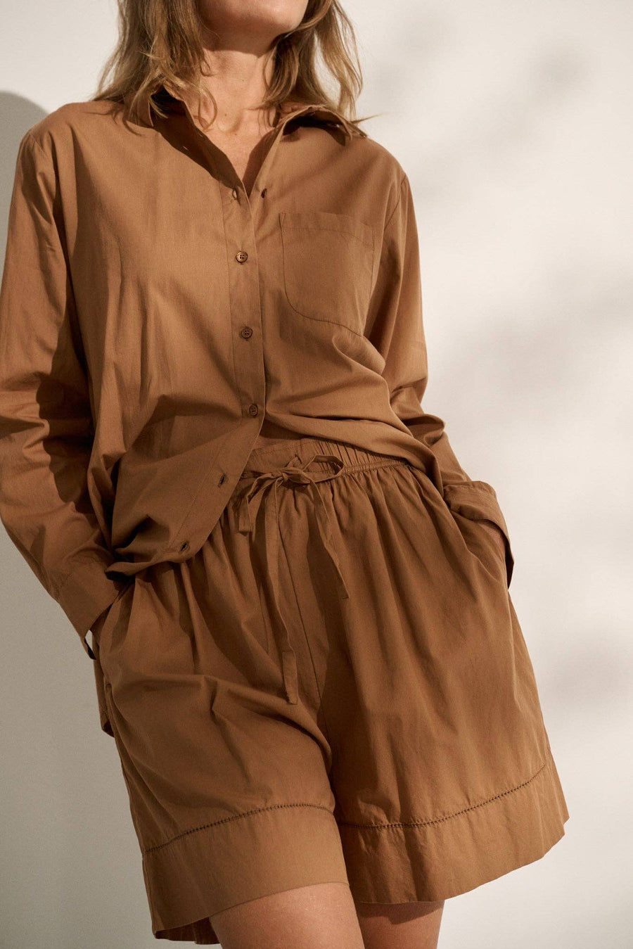 Gaia shirt poplin: Camel / M