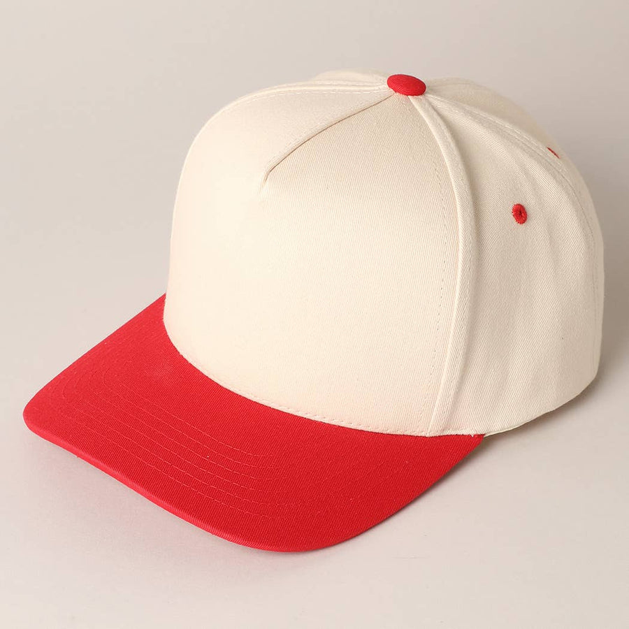 Plain Two Tone Canvas Cotton Baseball Cap : BGD / ONE SIZE