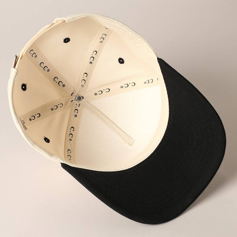 Plain Two Tone Canvas Cotton Baseball Cap : BGD / ONE SIZE