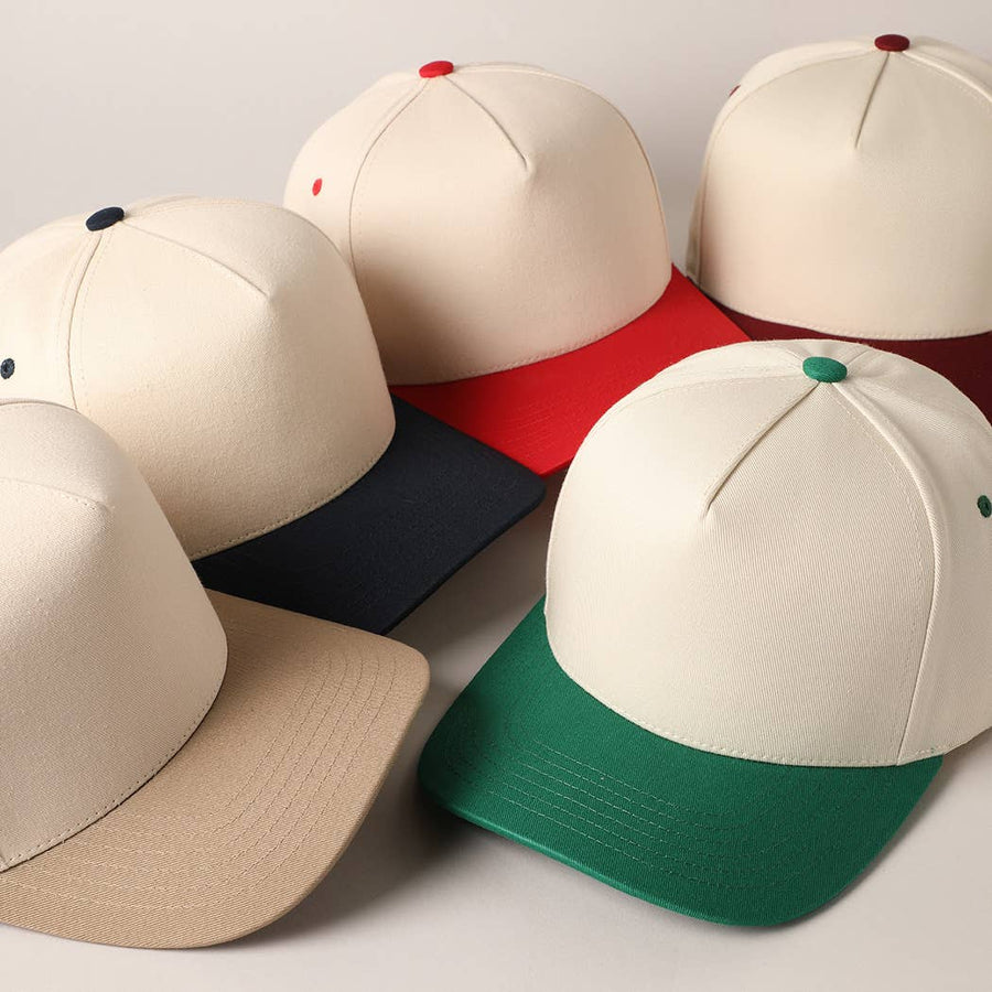 Plain Two Tone Canvas Cotton Baseball Cap : BGD / ONE SIZE