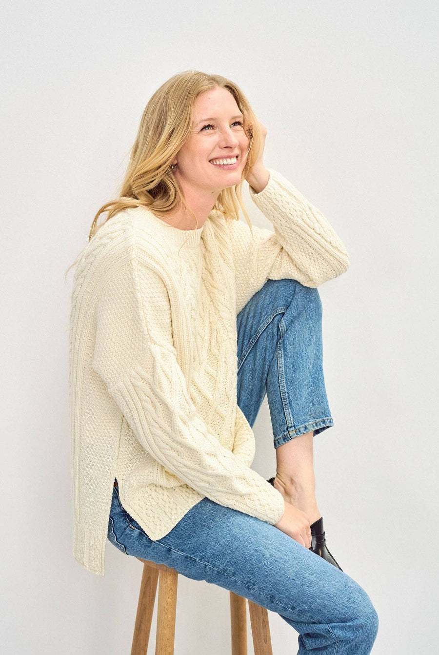 Aran Tully Box Sweater -  Cream