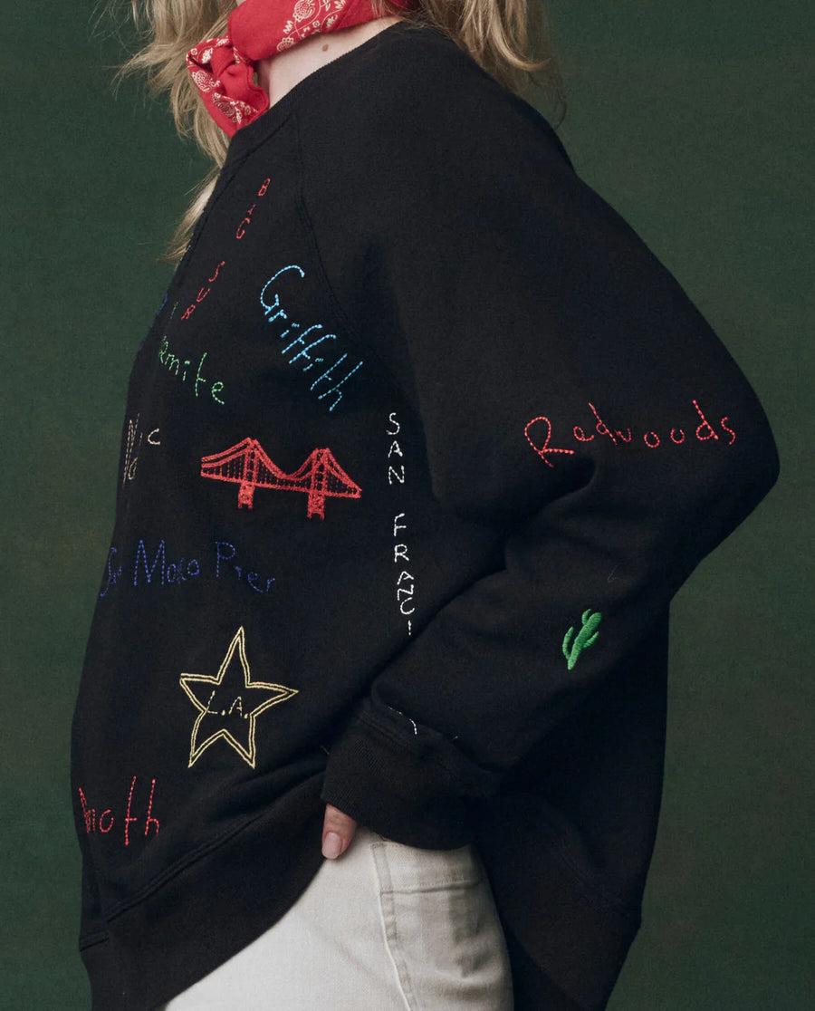 The Great - Slouch Sweatshirt - Almost Black With Golden State Embroidery