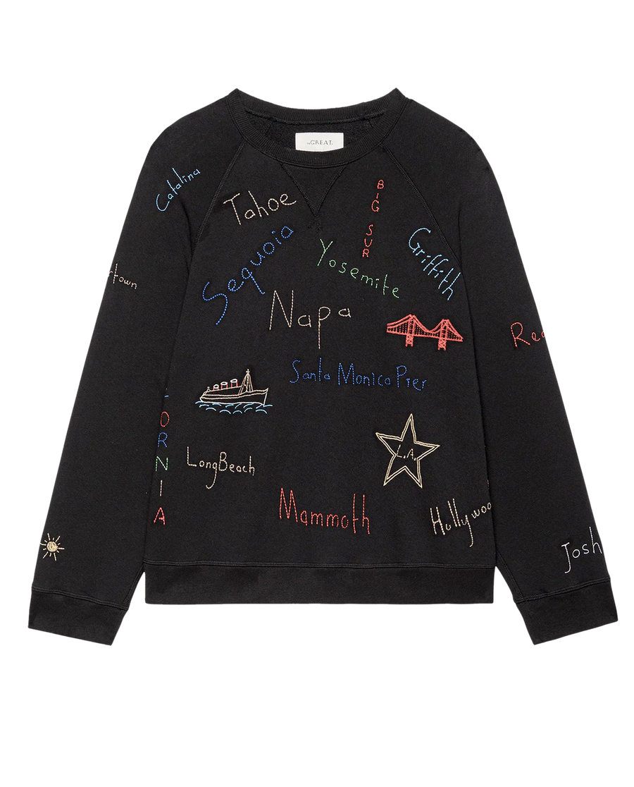 The Great - Slouch Sweatshirt - Almost Black With Golden State Embroidery