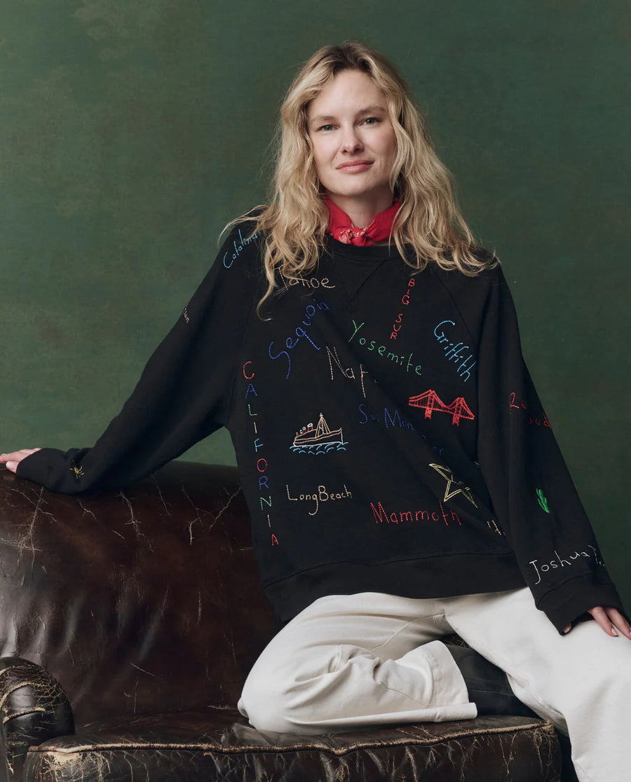 The Great - Slouch Sweatshirt - Almost Black With Golden State Embroidery