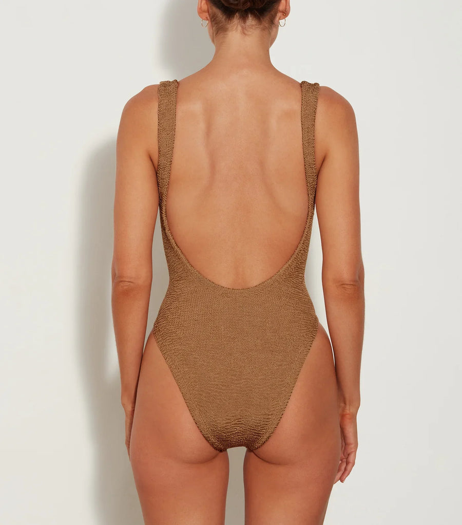 Hunza G - Square Neck Swim Metallic Cocoa