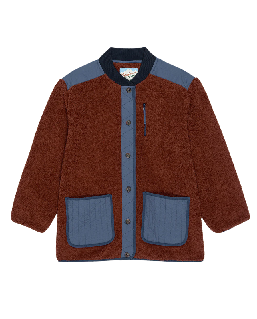The Great - Plush tundra Jacket in Chocolate & Navy