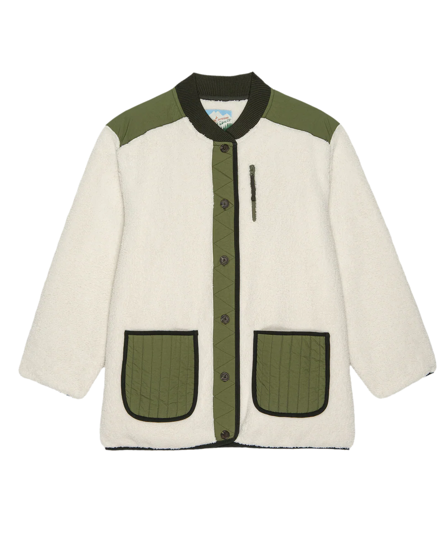The Great - Plush tundra Jacket in Cream & Army