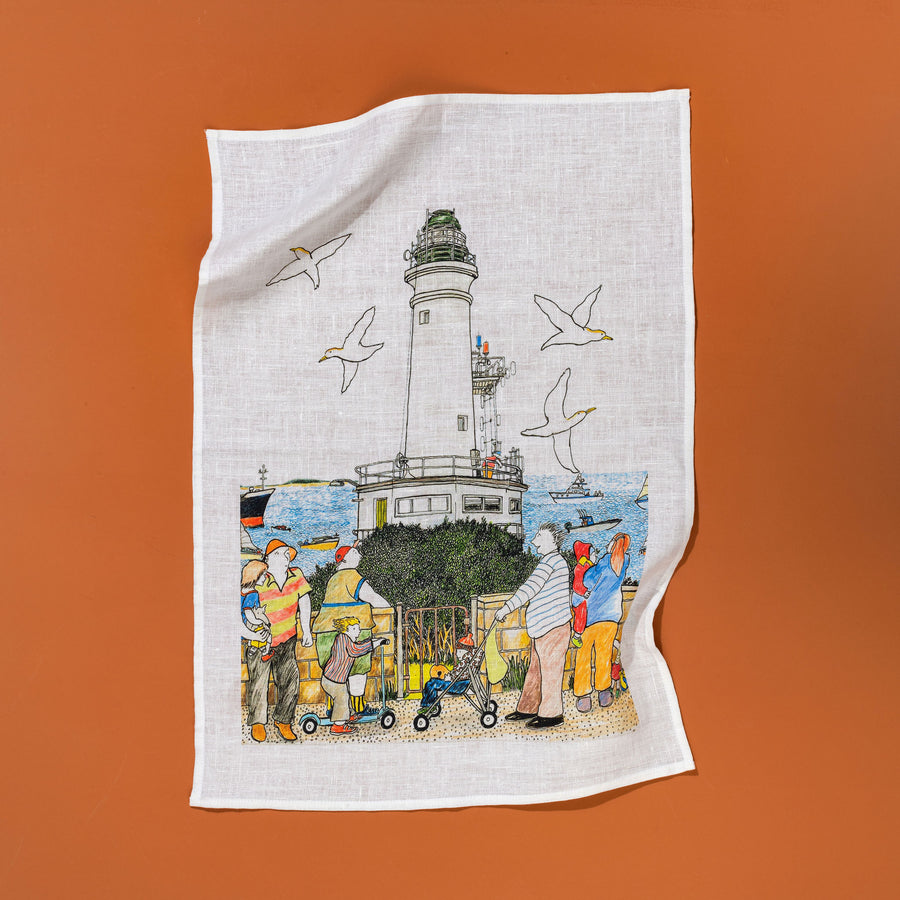 Lonny Lighthouse Tea Towel - White