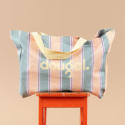 Dougal Beach Bag- Green/Peach Stripe